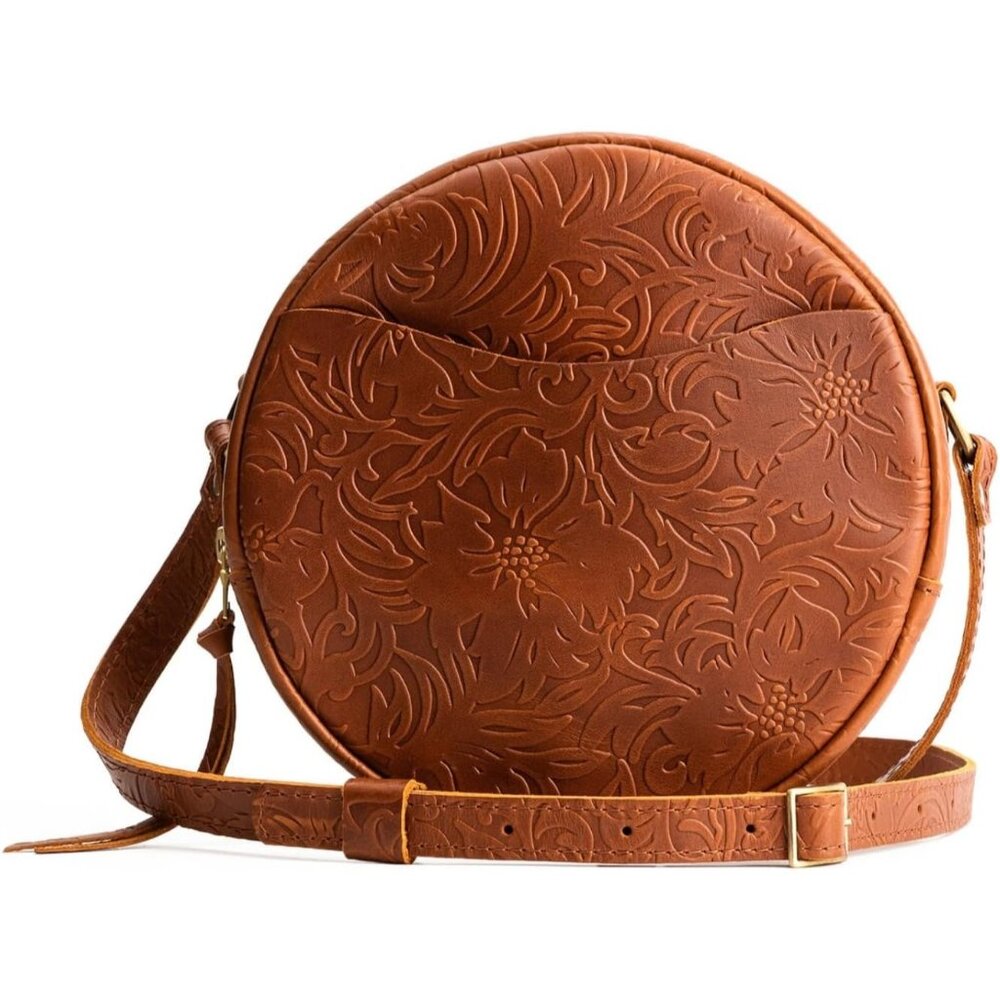 Women's Meadow Portland Leather Finest Full-Grain Hides Circle Crossbody Bag